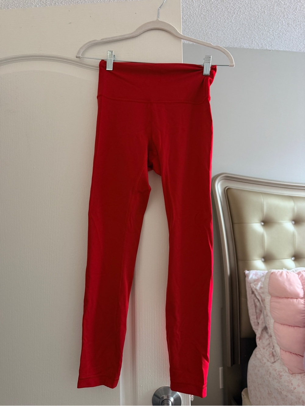 Red High-Waist womens Leggings